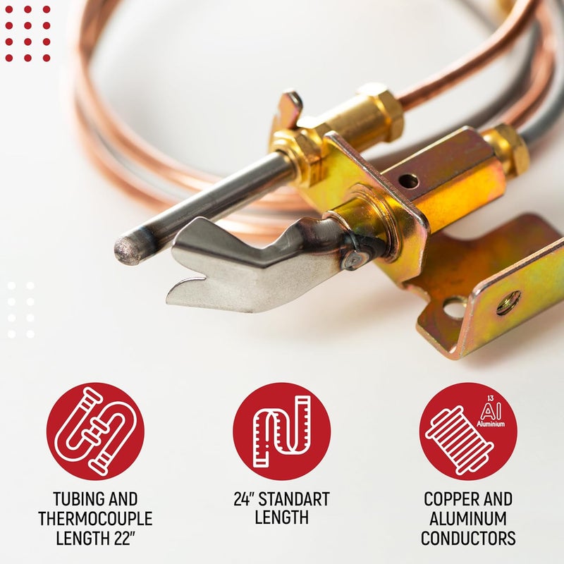 Granatan Water Heater Pilot Assembly, 24'' Pilot Thermocouple for Gas Water Heaters, Fits Desa, NR, Sears, Remington, Reddy, All-Pro, Universal - Image 3